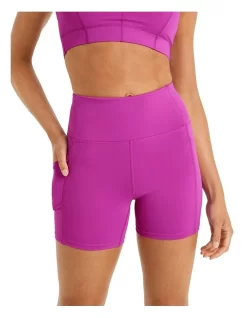 High Rise Pocket Bike Shorts In Purple