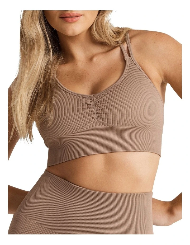Melrose Seamless Low Impact Sports Bra In Brown - Image 4