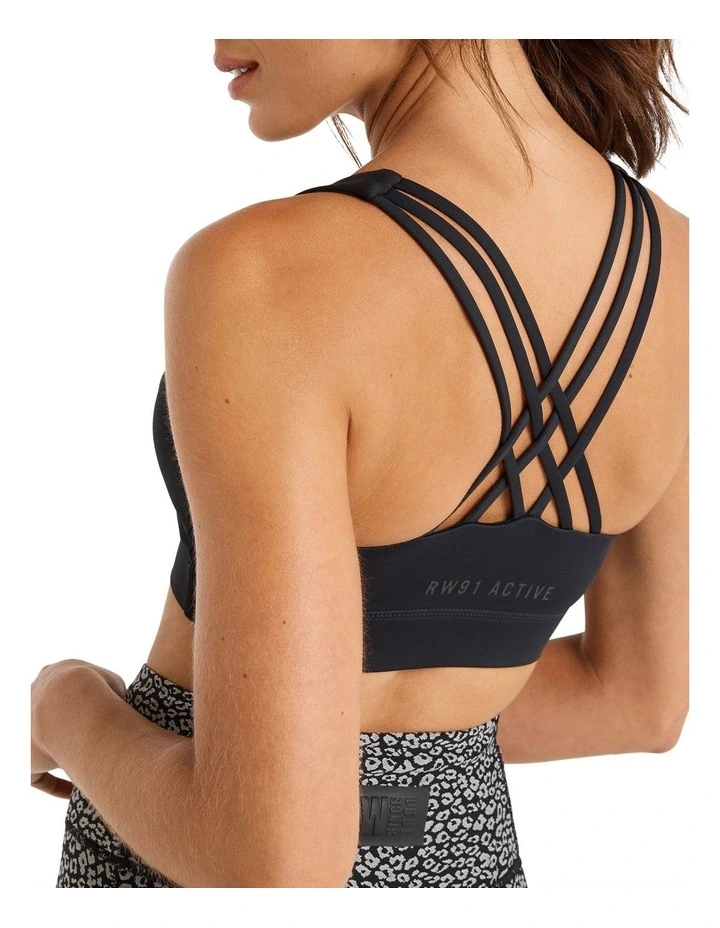 Energise Medium Impact Sports Bra In Black - Image 3