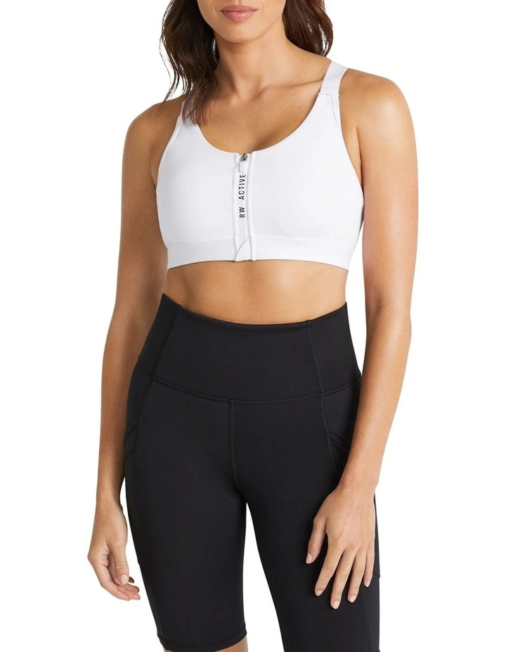 Velocity Zip Medium Impact Sports Bra In White