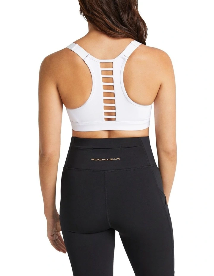 Velocity Zip Medium Impact Sports Bra In White - Image 3