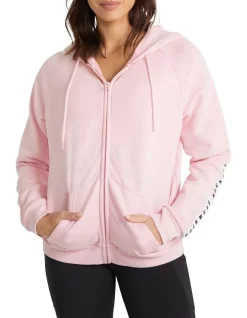 Destination Logo Tape Trim Hoodie In Pink