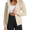 Destination Zip Through Hoodie In Beige