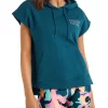 Abstraction Sleeveless Hoodie In Teal