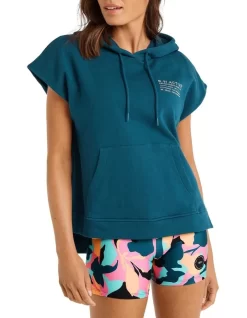 Abstraction Sleeveless Hoodie In Teal