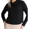 Melrose Wrap Hem Long Sleeve Top In Black