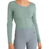 Melrose Contoured Panel Long Sleeve Top In Green