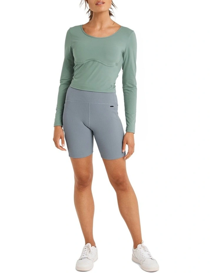 Melrose Contoured Panel Long Sleeve Top In Green - Image 5