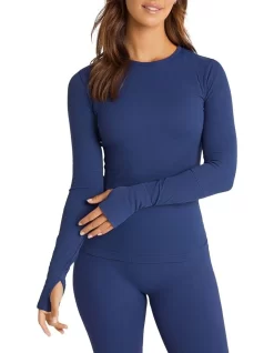 Ivy League Paneled Long Sleeve Top In Admiral