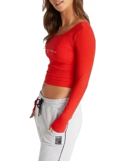 Circuit Logo Front Long Sleeve Top In Red