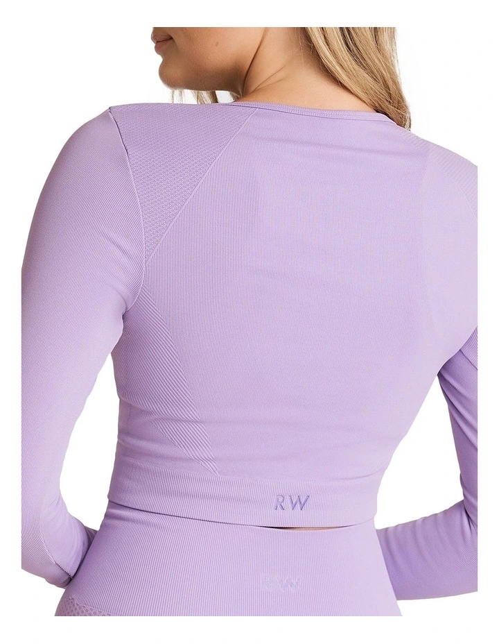 Textured Panel Long Sleeve Top In Purple - Image 2