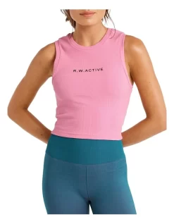 Abstraction Logo Rib Tank Fondant In Pink