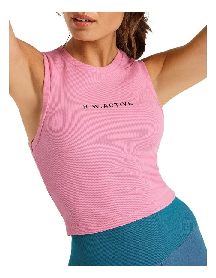 Abstraction Logo Rib Tank Fondant In Pink - Image 4