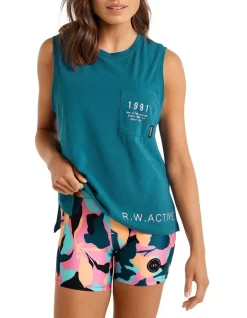 Abstraction Logo Hem Tank In Teal