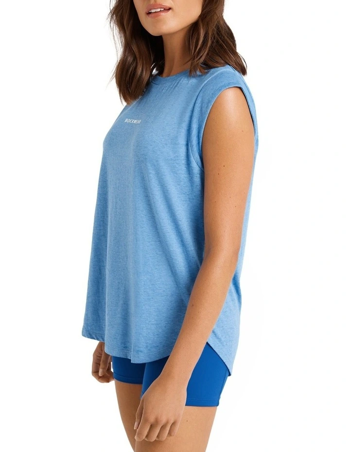 Extended Sleeve Logo Tank In Blue - Image 2