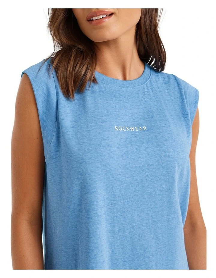 Extended Sleeve Logo Tank In Blue - Image 4