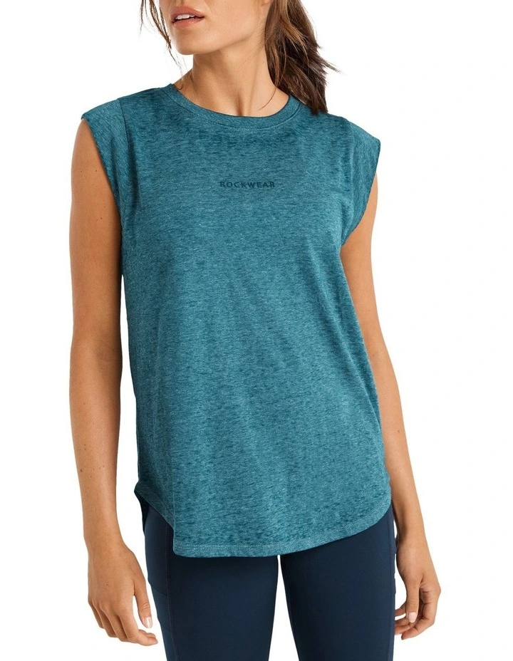 Extended Sleeve Logo Tank In Green