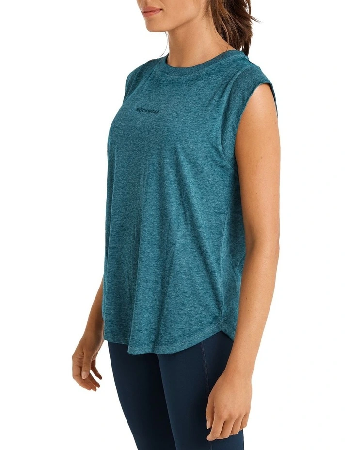 Extended Sleeve Logo Tank In Green - Image 2