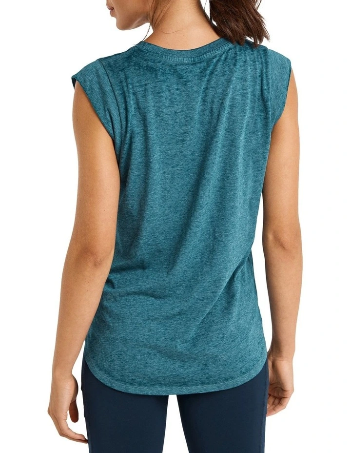 Extended Sleeve Logo Tank In Green - Image 3