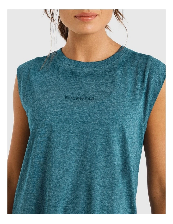 Extended Sleeve Logo Tank In Green - Image 4
