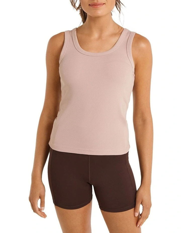Fitted Rib Tank In Brown