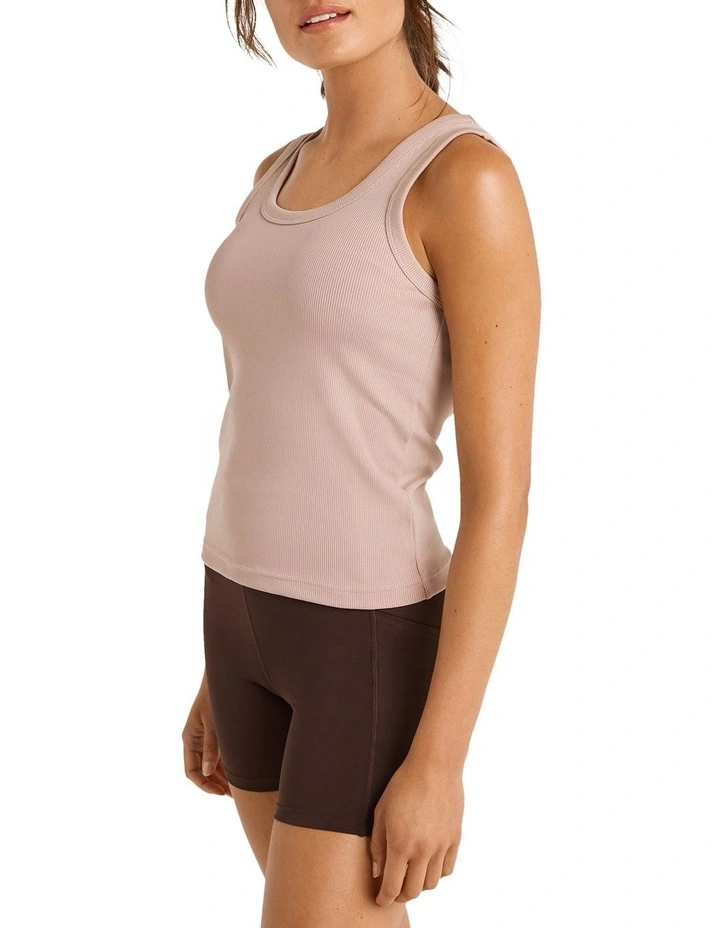 Fitted Rib Tank In Brown - Image 2