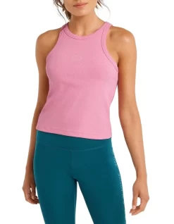 High Neck Rib Tank In Pink