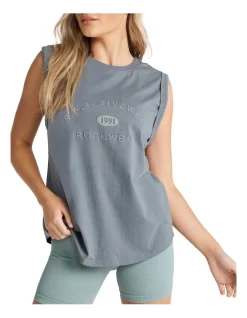 Melrose Embroidered Detail Tank In Grey