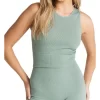 Melrose Seamless Rib Tank In Green