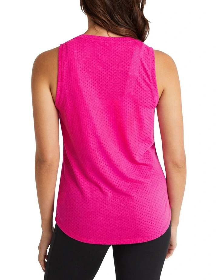 Casual Mesh Logo Tank In Hyper Pink - Image 3