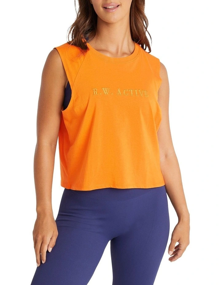 Ivy League Embossed Logo Tank In Orange