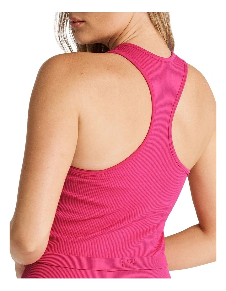 Rib Inbuilt Bra Tank In Poppink - Image 2