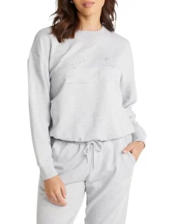 Destination Embroided Crew In Grey Marle