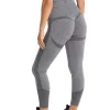 Seamless Scrunch Bum Ankle Grazer Tights In Grey