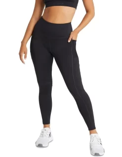 High Rise Pocket Full Length Tights In Black