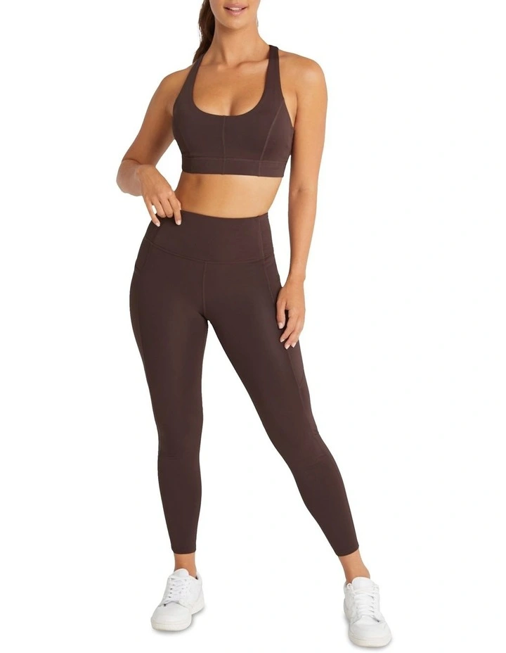 Scrunch Bum Pocket Full Length Tights In Chocolate - Image 3