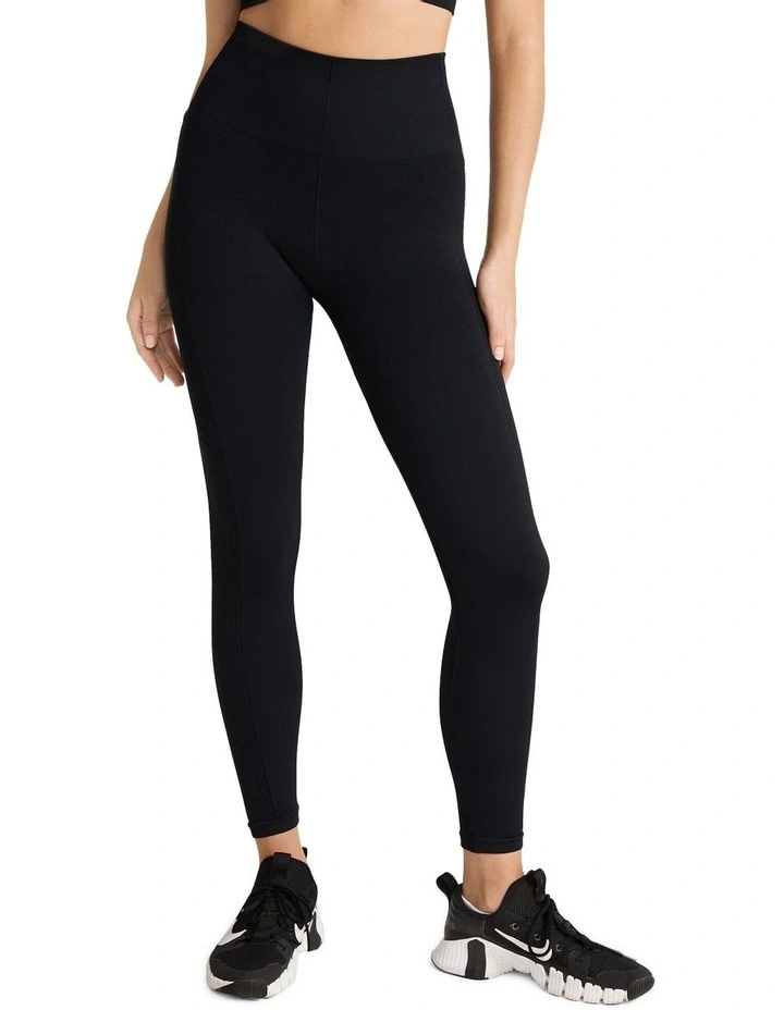 Seamless High Rise Ankle Grazer Tights In Black