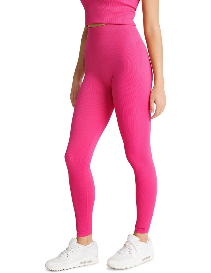 Seamless Full Length Tights In Pink - Image 2
