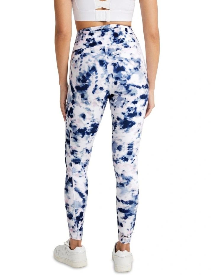 Full Length Pocket Tights In White/Blue - Image 3