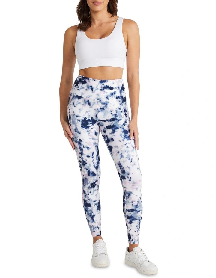 Full Length Pocket Tights In White/Blue - Image 4