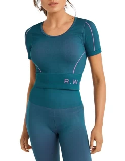 Abstraction Paneled Tee In Teal