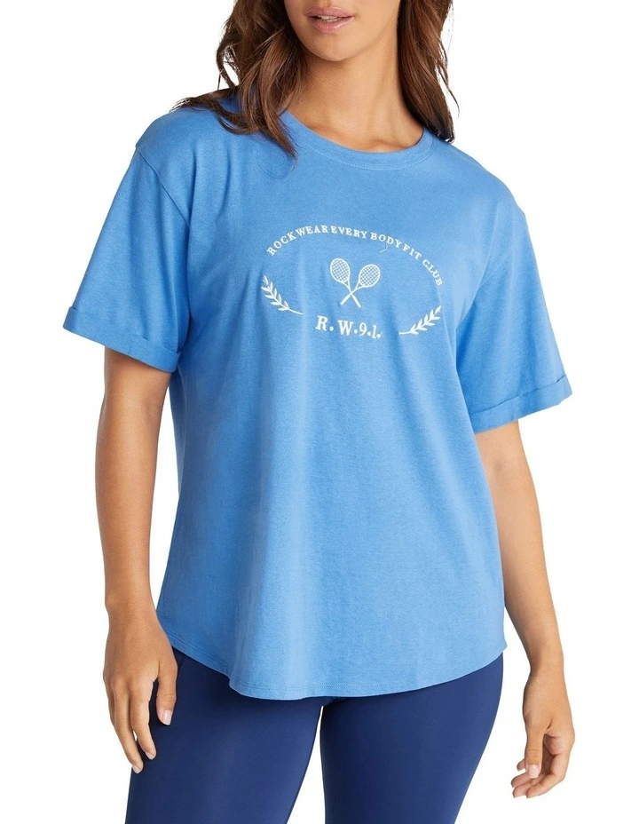 Ivy League Embossed Logo Tee In Columbia Blue