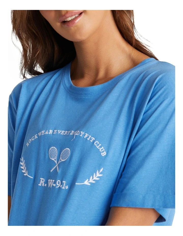 Ivy League Embossed Logo Tee In Columbia Blue - Image 4