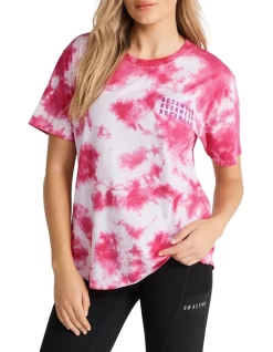 Acid Wash Logo Boyfriend Tee In Pink