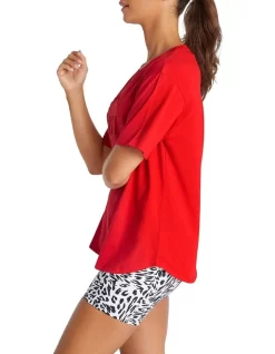 Logo Front Boyfriend Tee In Red