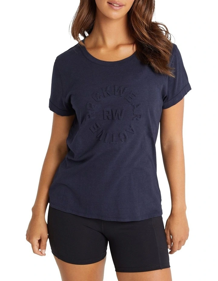 Embossed Logo Front Tee In Indigo