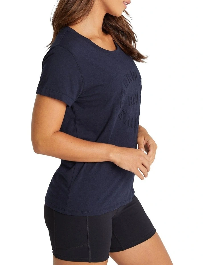Embossed Logo Front Tee In Indigo - Image 2