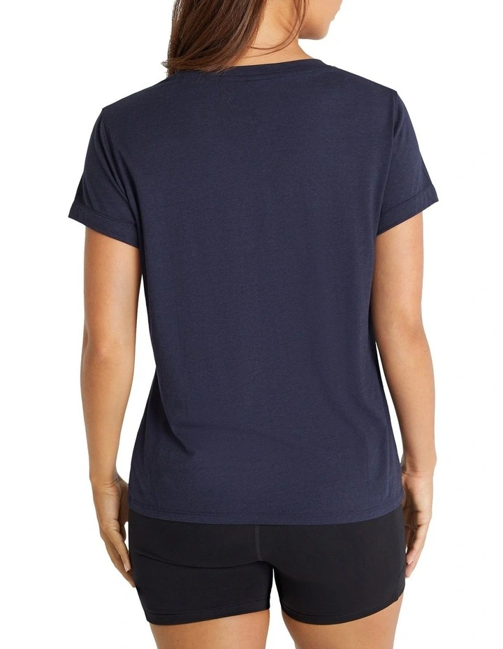 Embossed Logo Front Tee In Indigo - Image 3