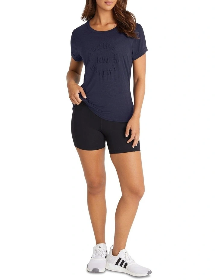 Embossed Logo Front Tee In Indigo - Image 4