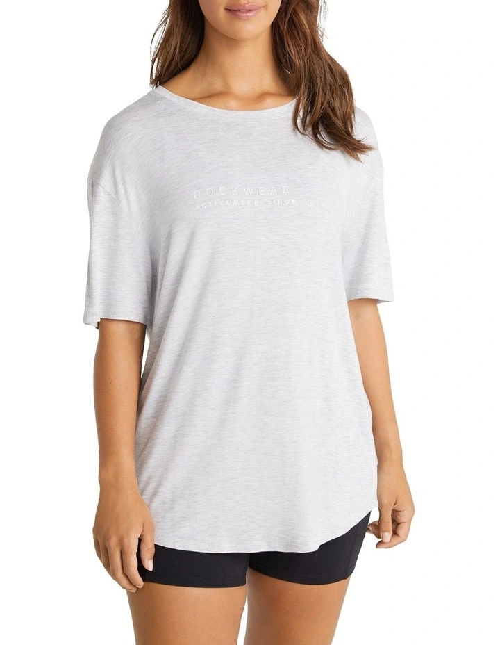 Logo Front Soft Touch Boyfriend Tee In Light Grey Marle